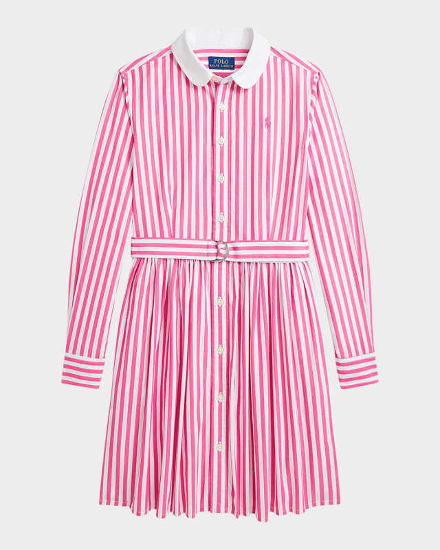 Girl's Striped Belted Dress, Size 7-16
